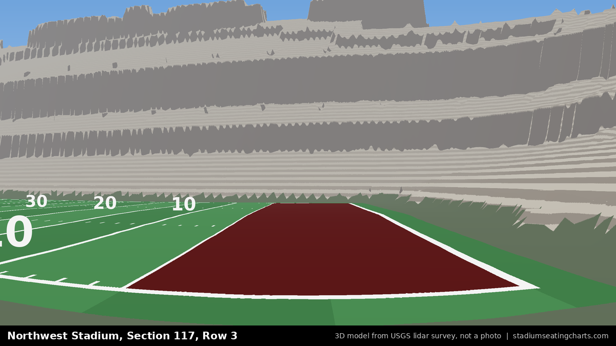 View from Northwest Stadium Section 117, Row 3, looking toward the field