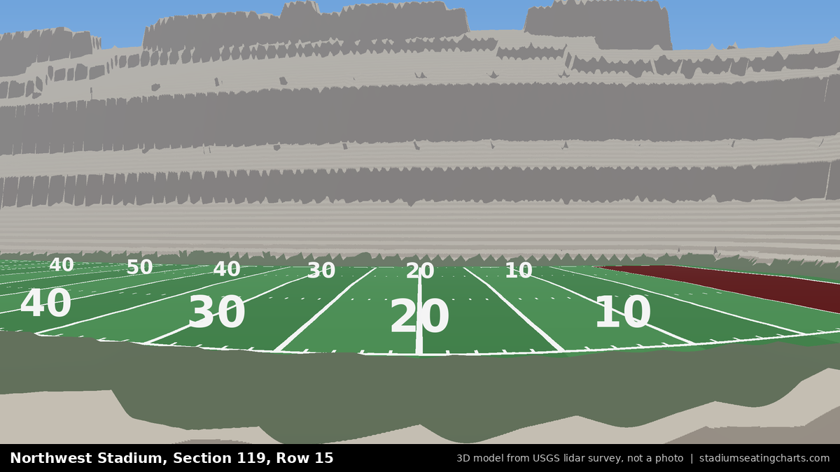 View from Northwest Stadium Section 119, Row 15, looking toward the field