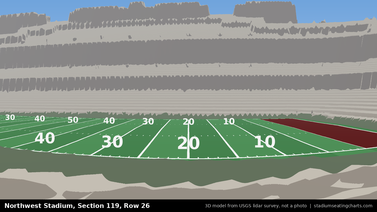 View from Northwest Stadium Section 119, Row 26, looking toward the field
