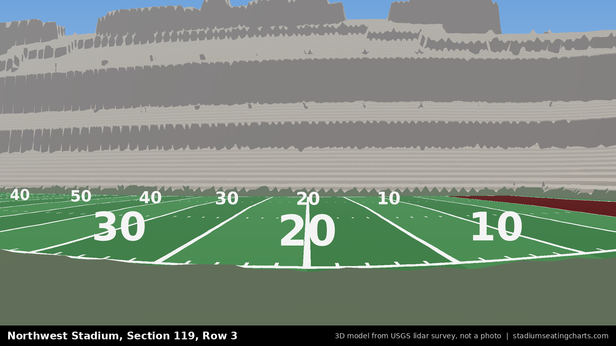 View from Northwest Stadium Section 119, Row 3, looking toward the field