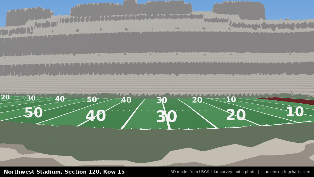 View from Northwest Stadium Section 120, Row 15, looking toward the field