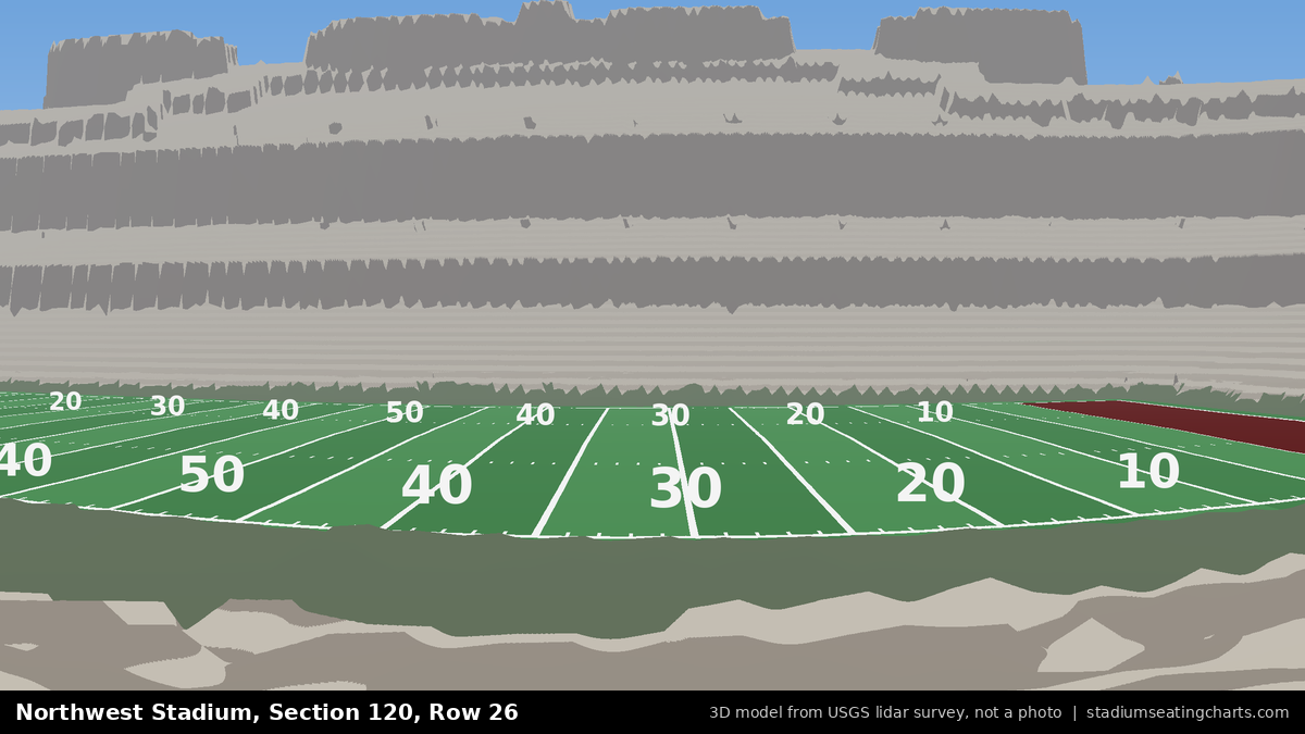 View from Northwest Stadium Section 120, Row 26, looking toward the field