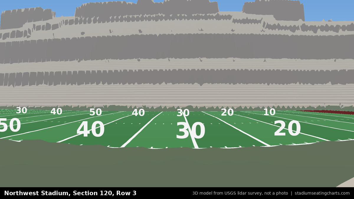 View from Northwest Stadium Section 120, Row 3, looking toward the field