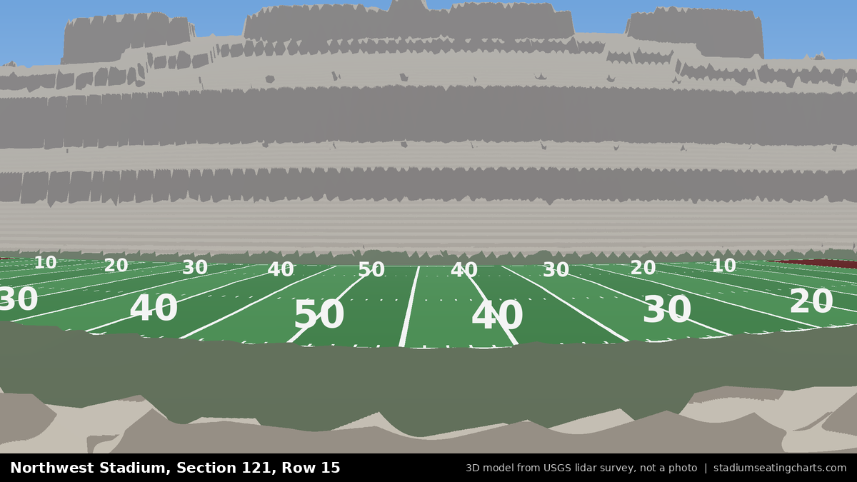 View from Northwest Stadium Section 121, Row 15, looking toward the field