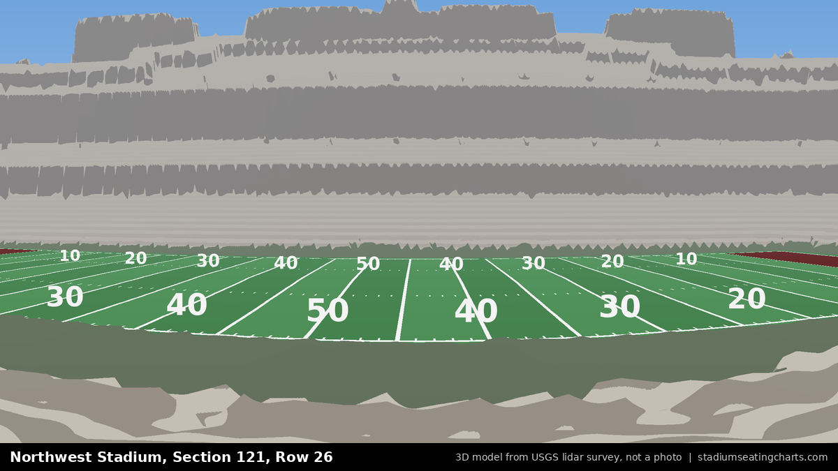 View from Northwest Stadium Section 121, Row 26, looking toward the field