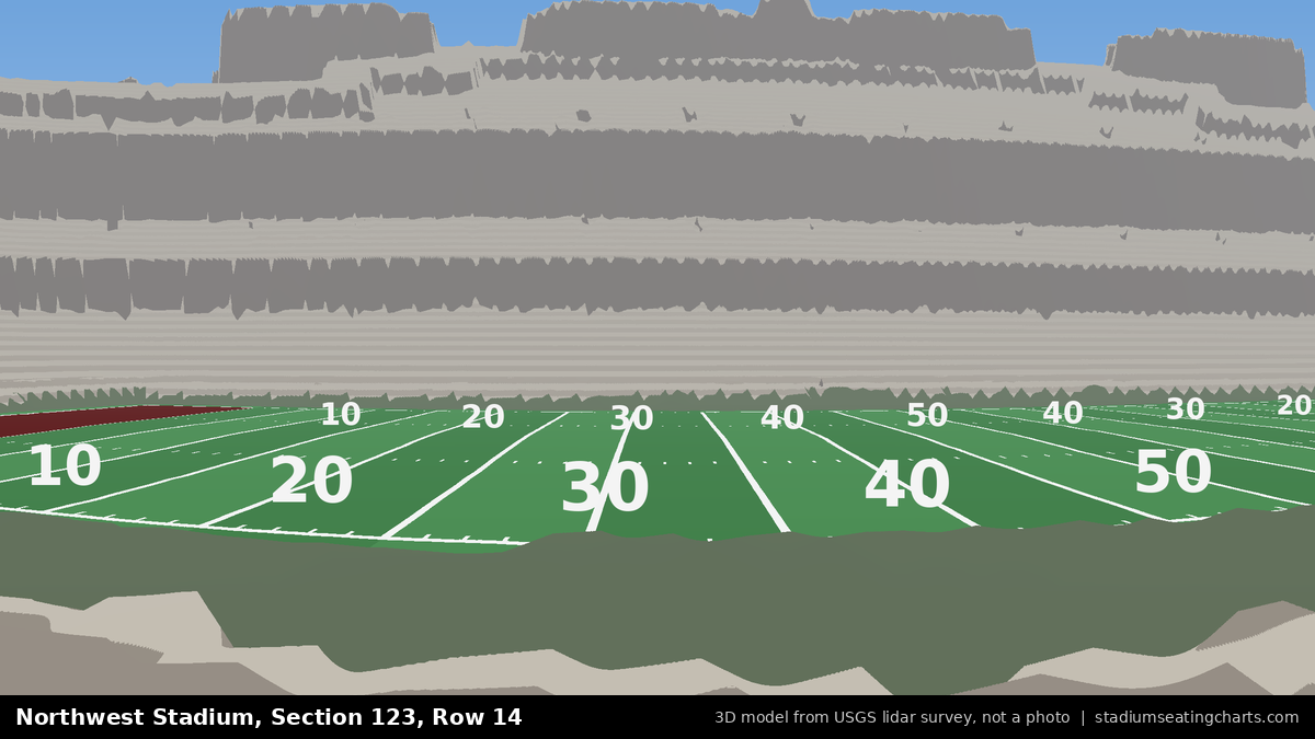 View from Northwest Stadium Section 123, Row 14, looking toward the field