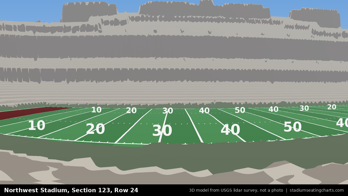 View from Northwest Stadium Section 123, Row 24, looking toward the field