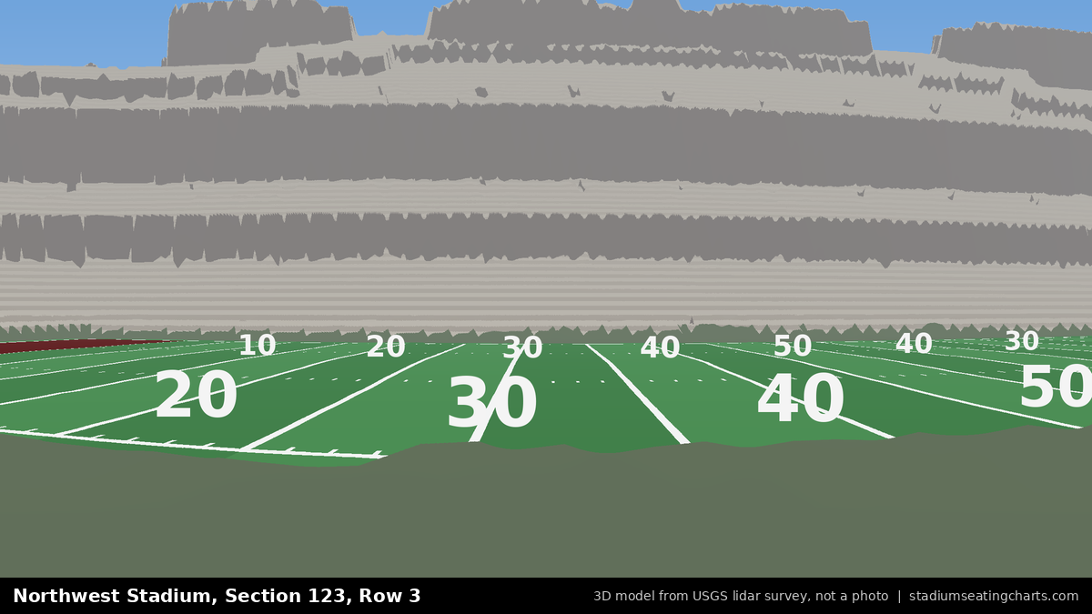 View from Northwest Stadium Section 123, Row 3, looking toward the field