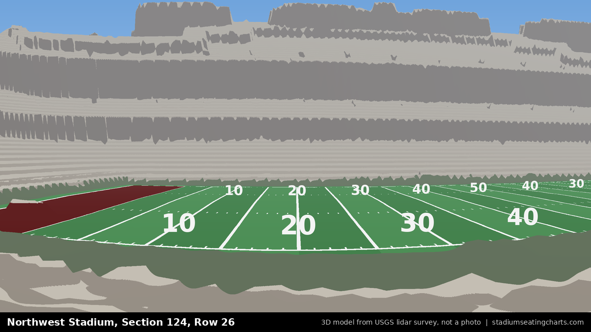 View from Northwest Stadium Section 124, Row 26, looking toward the field