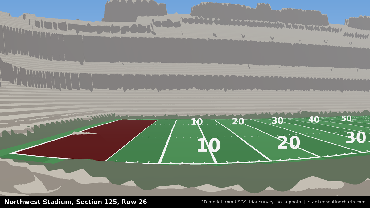 View from Northwest Stadium Section 125, Row 26, looking toward the field