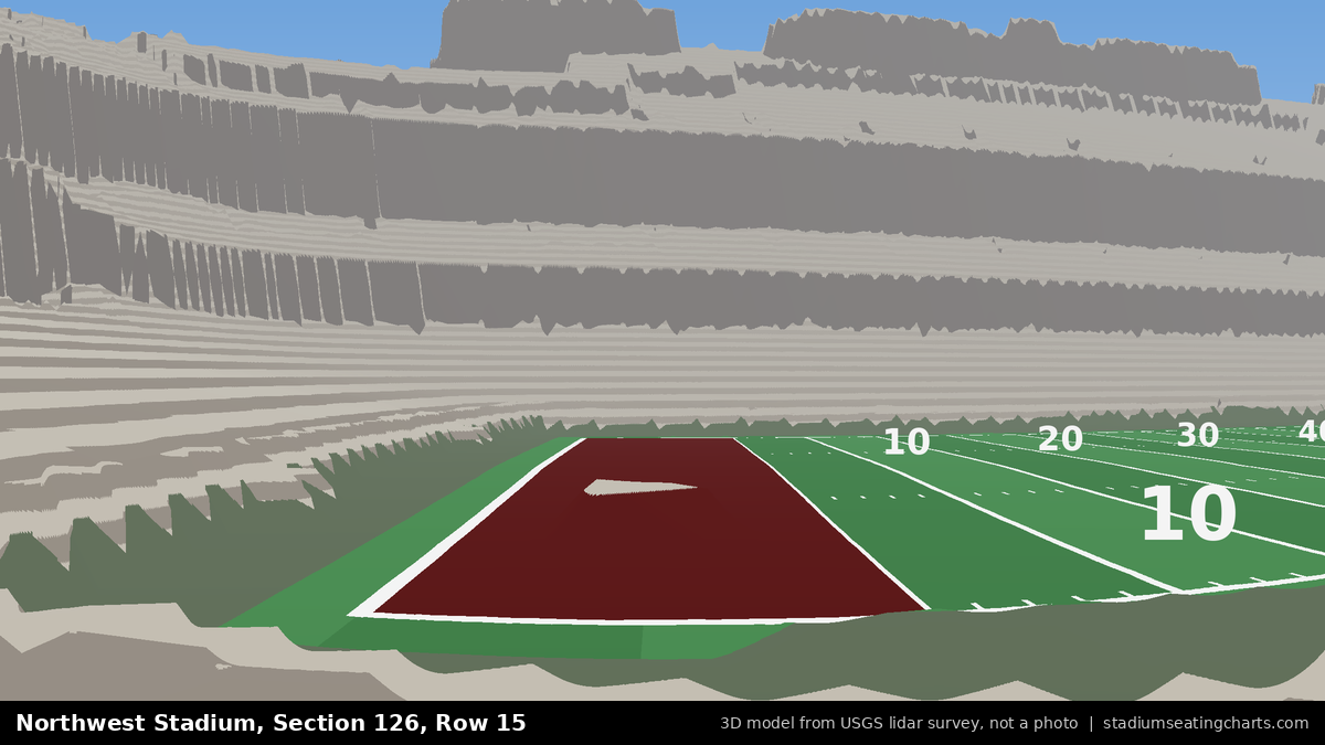 View from Northwest Stadium Section 126, Row 15, looking toward the field