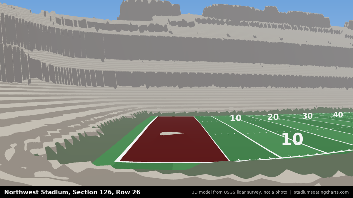 View from Northwest Stadium Section 126, Row 26, looking toward the field