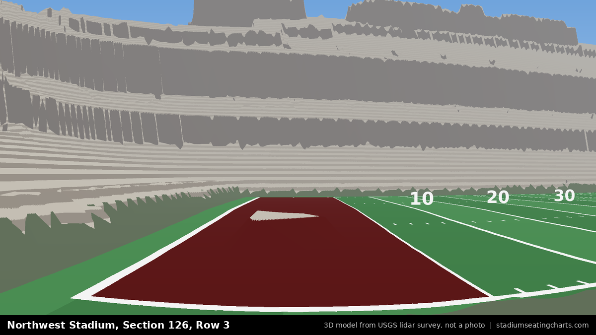 View from Northwest Stadium Section 126, Row 3, looking toward the field