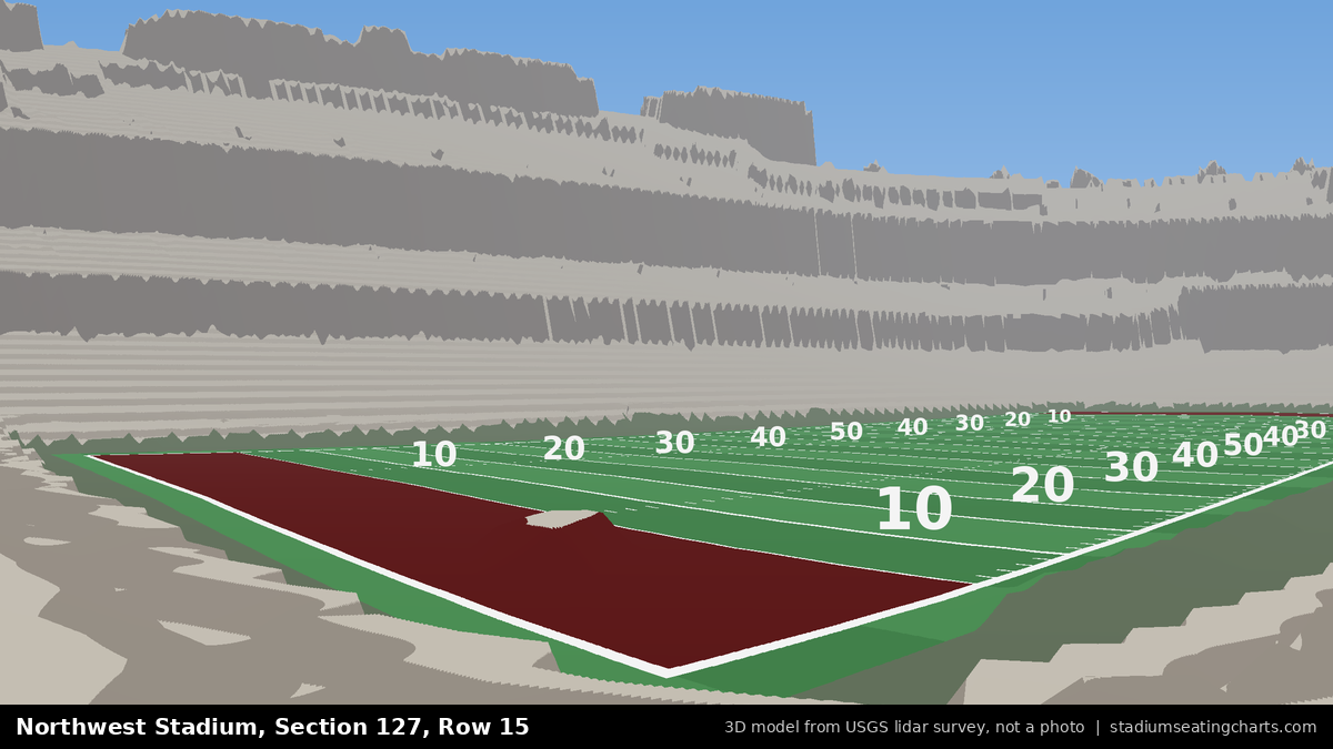 View from Northwest Stadium Section 127, Row 15, looking toward the field