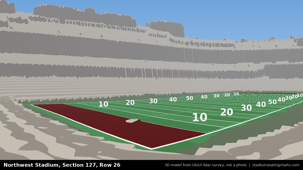 View from Northwest Stadium Section 127, Row 26, looking toward the field