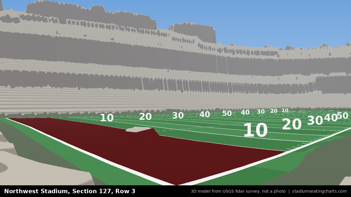 View from Northwest Stadium Section 127, Row 3, looking toward the field