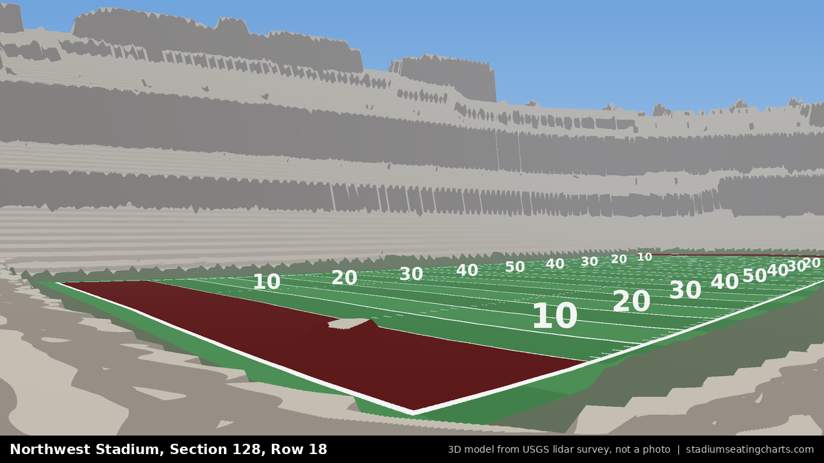 View from Northwest Stadium Section 128, Row 18, looking toward the field