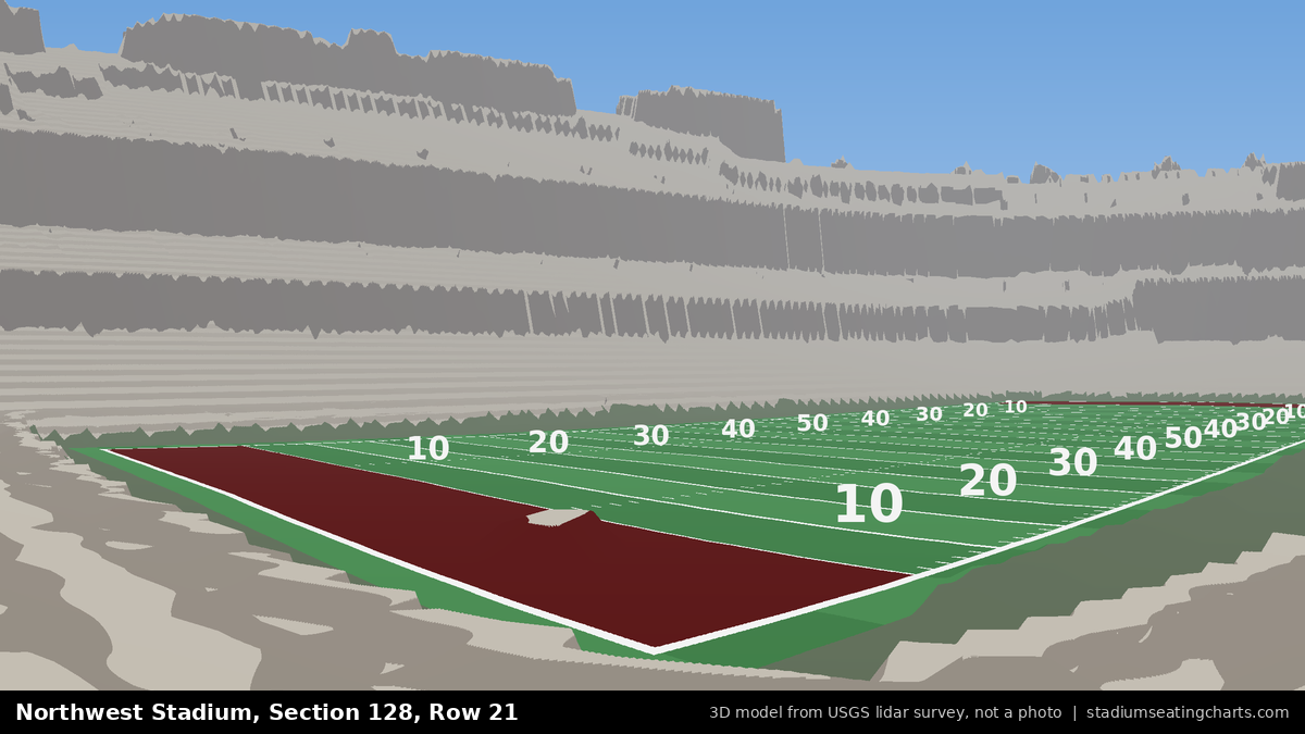 View from Northwest Stadium Section 128, Row 21, looking toward the field