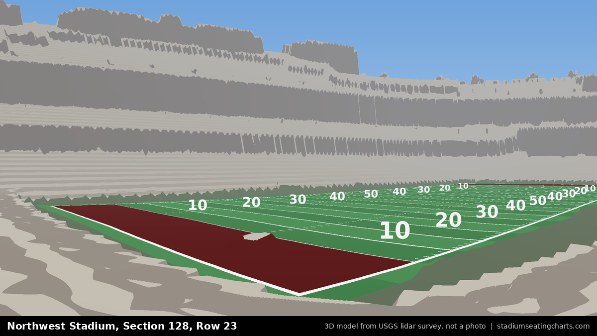 View from Northwest Stadium Section 128, Row 23, looking toward the field
