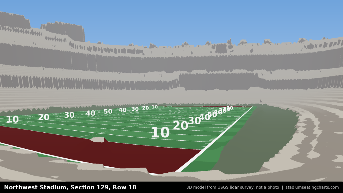 View from Northwest Stadium Section 129, Row 18, looking toward the field