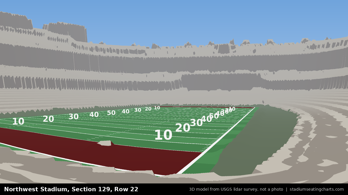 View from Northwest Stadium Section 129, Row 22, looking toward the field