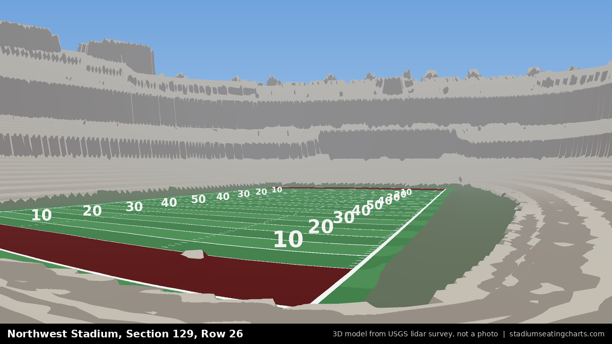 View from Northwest Stadium Section 129, Row 26, looking toward the field