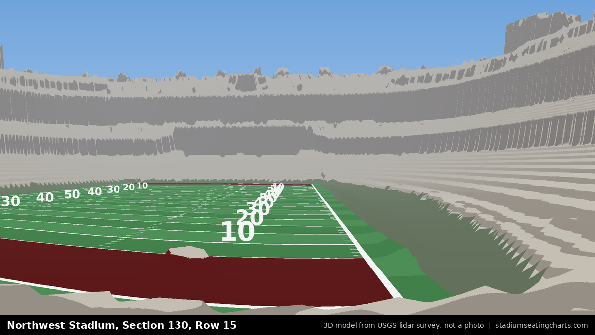 View from Northwest Stadium Section 130, Row 15, looking toward the field