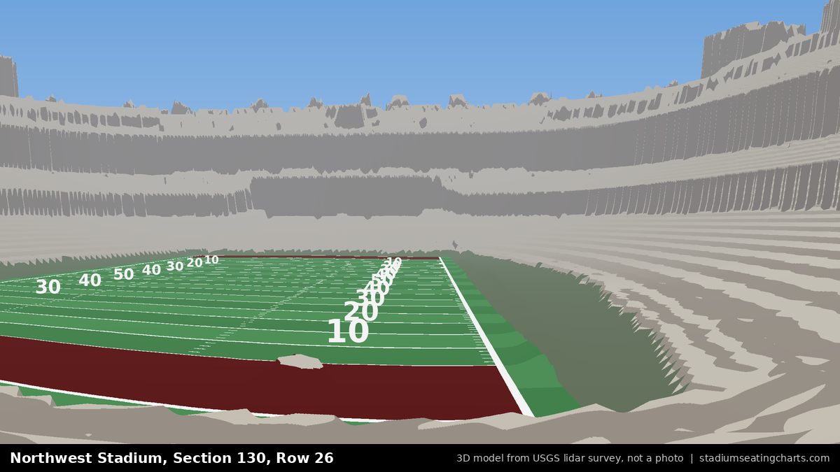 View from Northwest Stadium Section 130, Row 26, looking toward the field