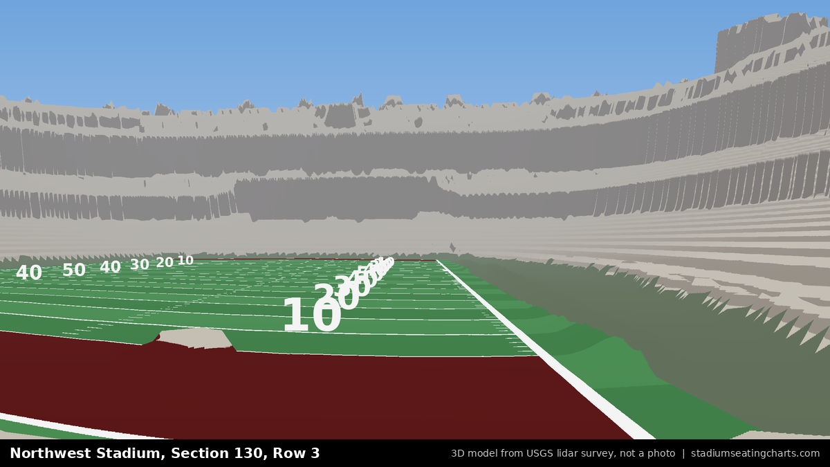 View from Northwest Stadium Section 130, Row 3, looking toward the field