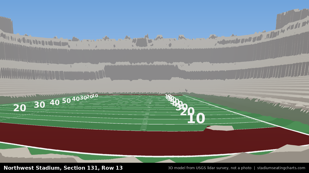 View from Northwest Stadium Section 131, Row 13, looking toward the field