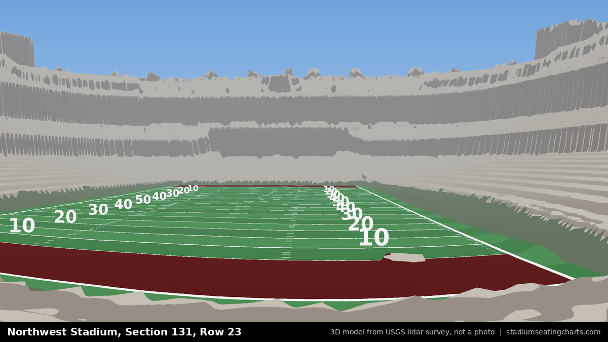 View from Northwest Stadium Section 131, Row 23, looking toward the field