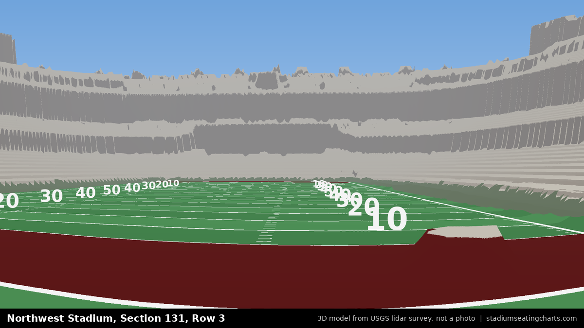 View from Northwest Stadium Section 131, Row 3, looking toward the field