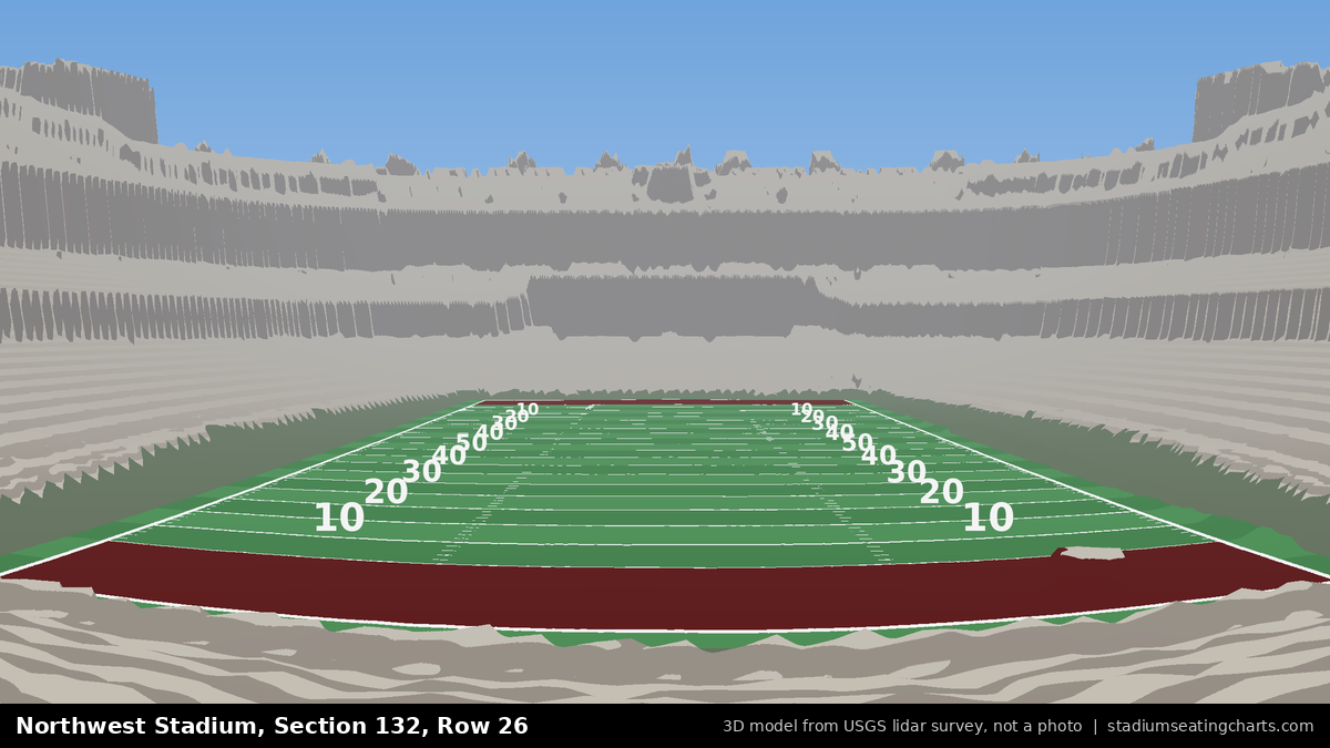 View from Northwest Stadium Section 132, Row 26, looking toward the field