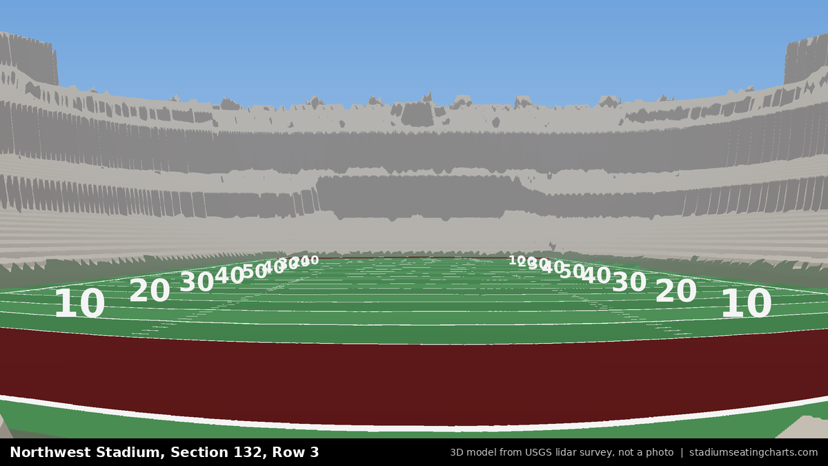 View from Northwest Stadium Section 132, Row 3, looking toward the field