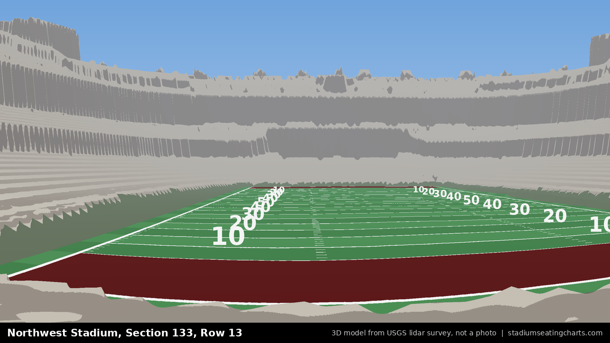 View from Northwest Stadium Section 133, Row 13, looking toward the field