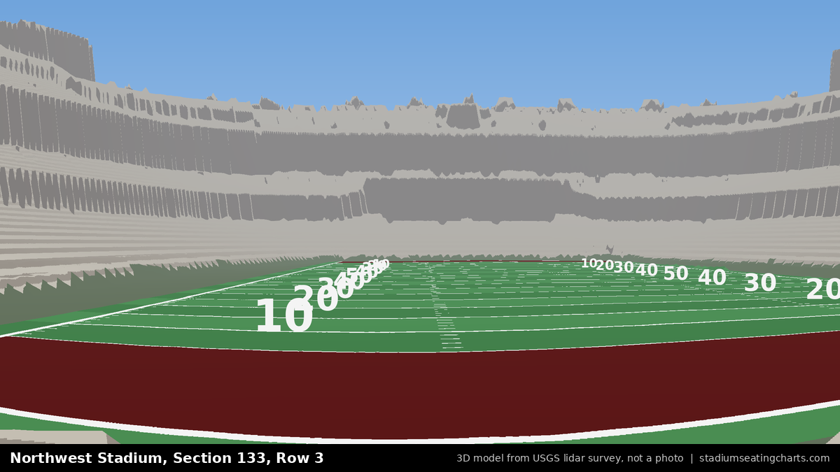 View from Northwest Stadium Section 133, Row 3, looking toward the field