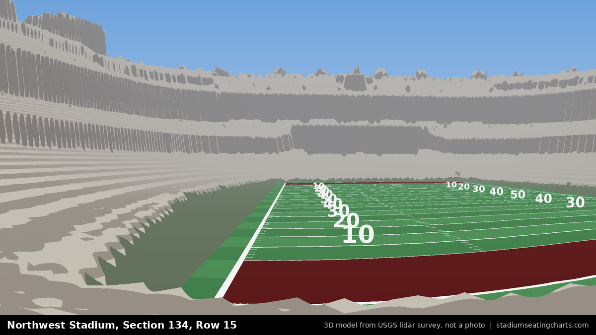 View from Northwest Stadium Section 134, Row 15, looking toward the field