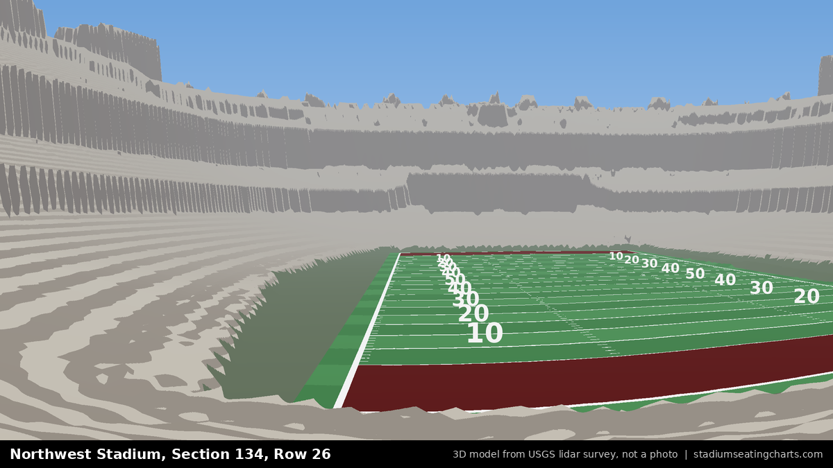 View from Northwest Stadium Section 134, Row 26, looking toward the field