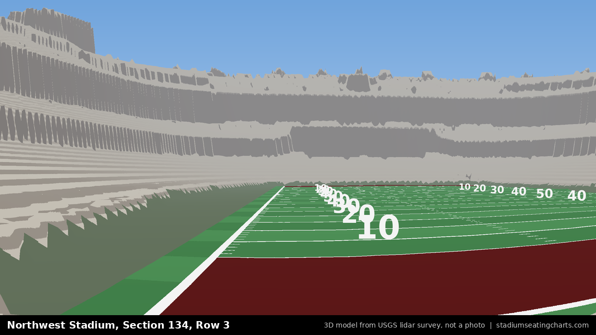 View from Northwest Stadium Section 134, Row 3, looking toward the field