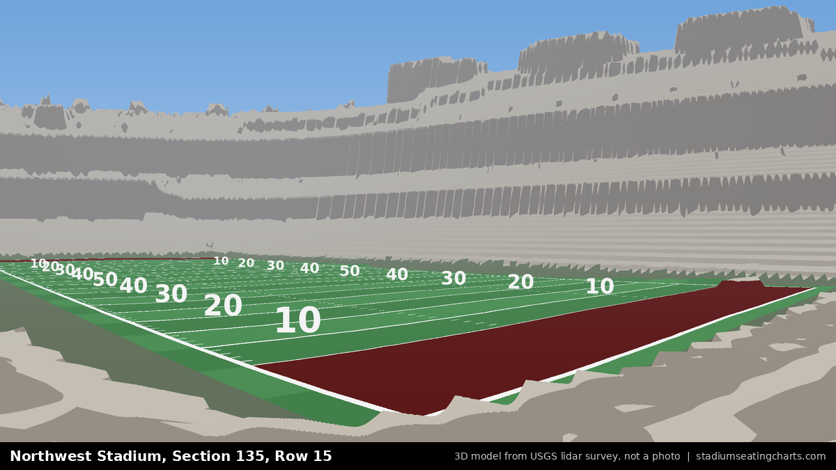 View from Northwest Stadium Section 135, Row 15, looking toward the field