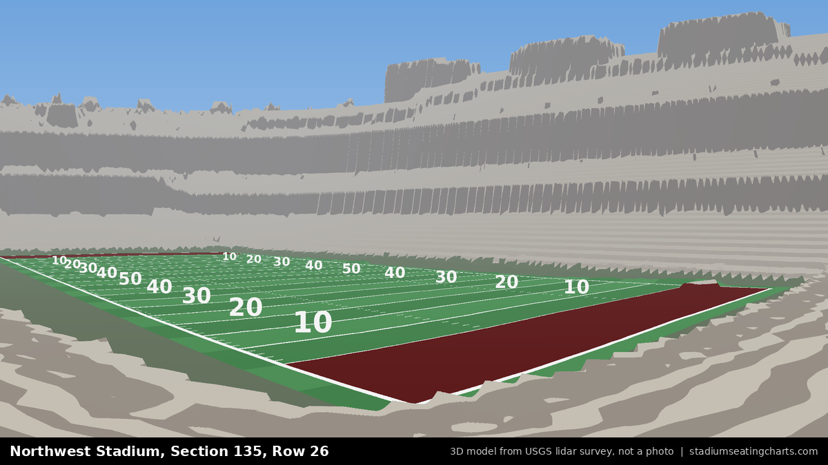 View from Northwest Stadium Section 135, Row 26, looking toward the field