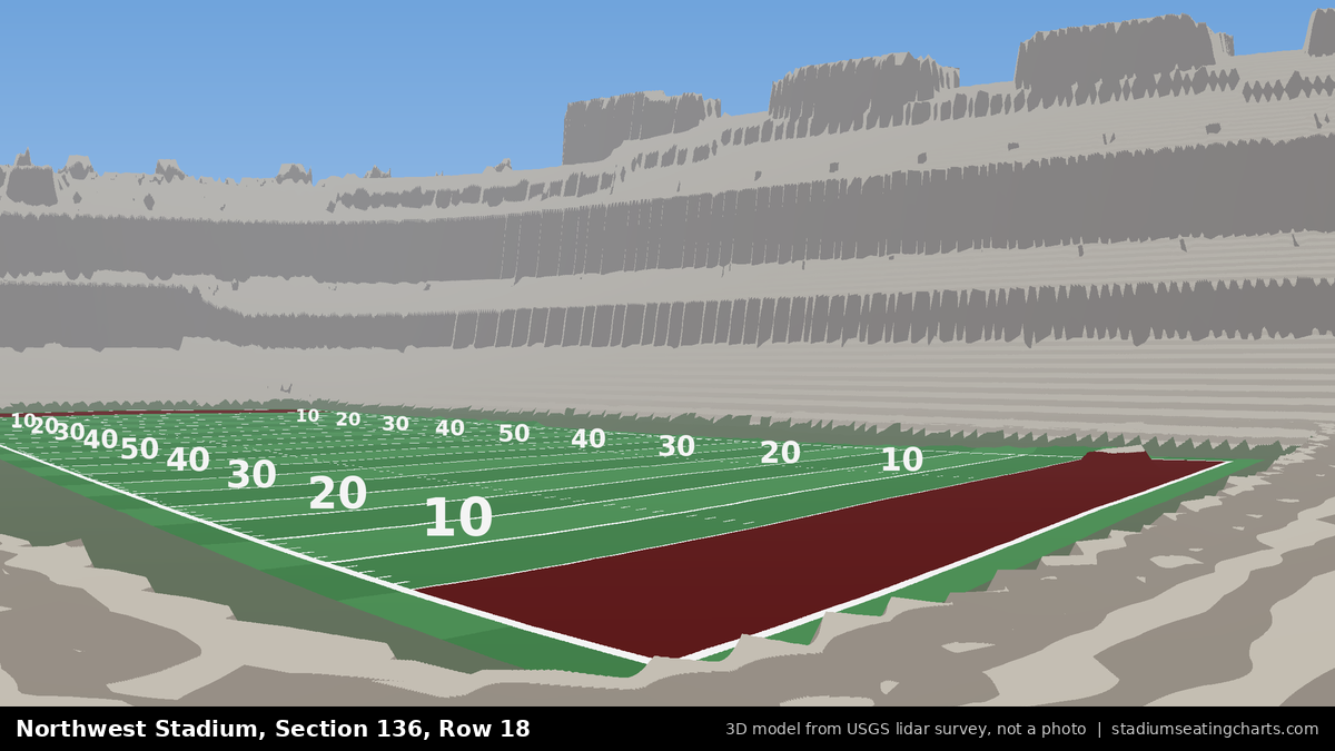 View from Northwest Stadium Section 136, Row 18, looking toward the field
