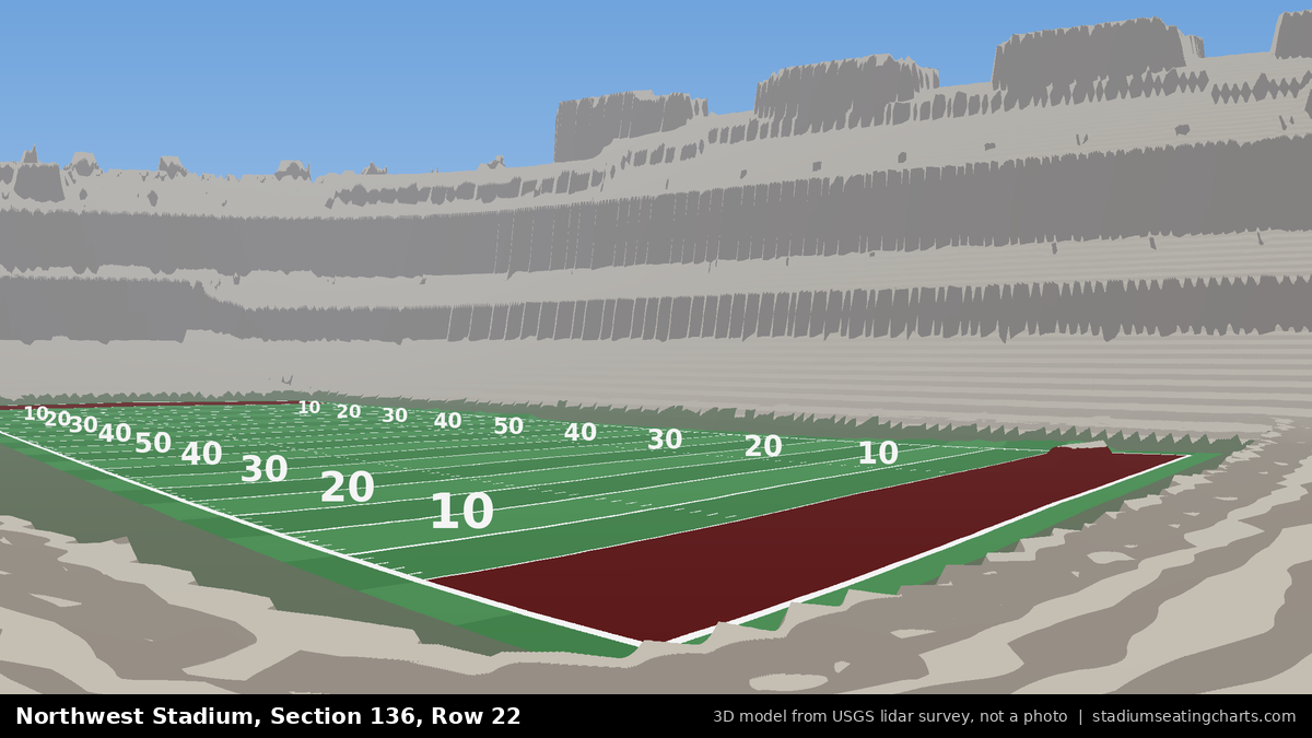 View from Northwest Stadium Section 136, Row 22, looking toward the field