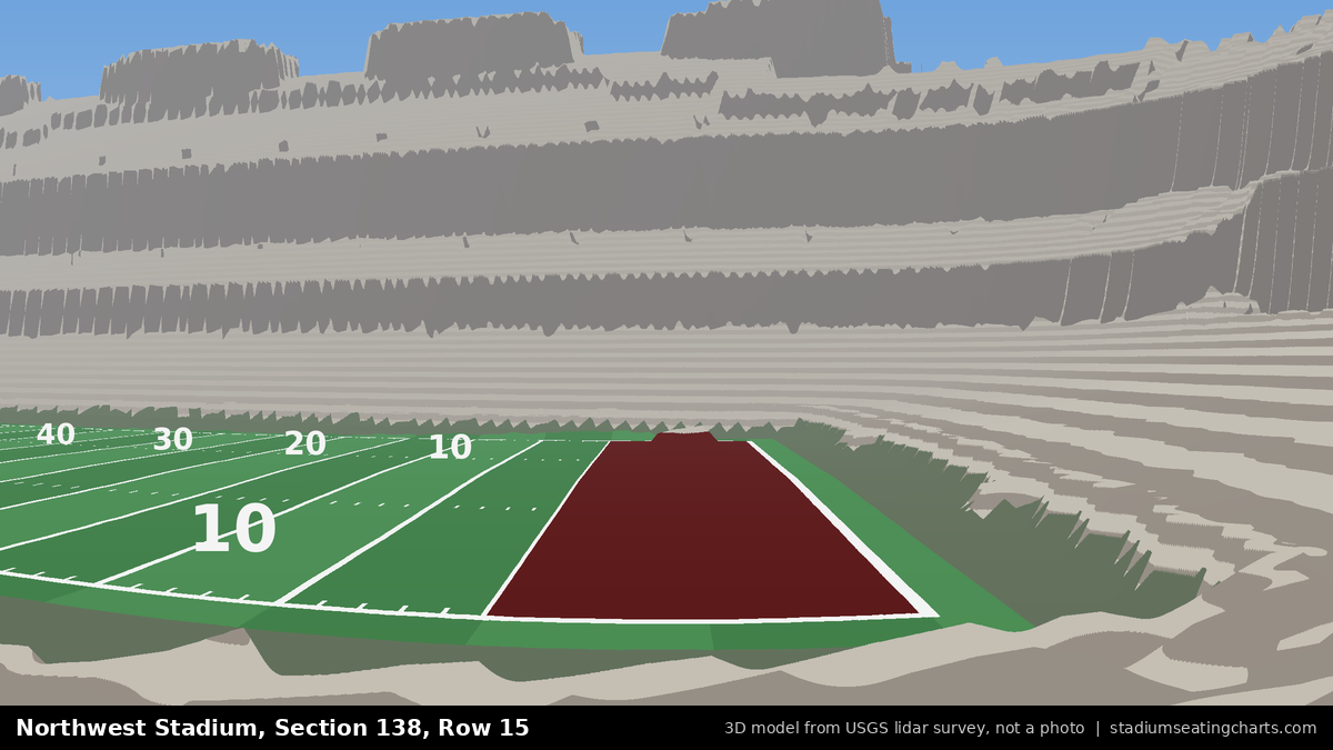 View from Northwest Stadium Section 138, Row 15, looking toward the field