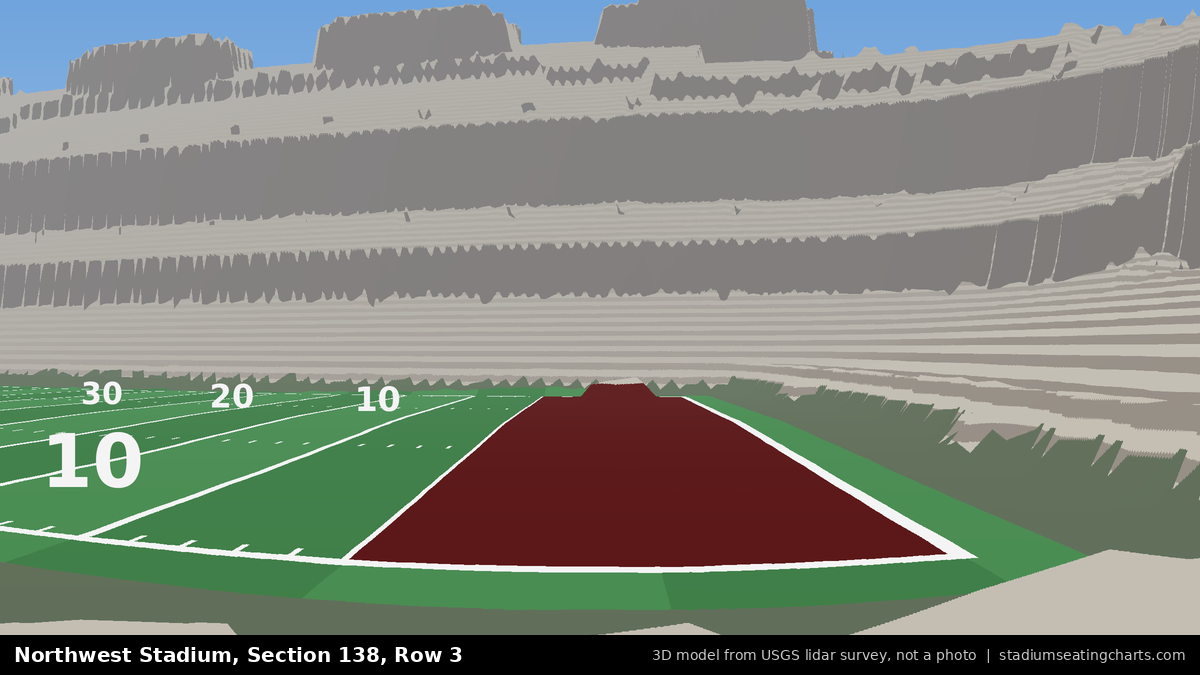 View from Northwest Stadium Section 138, Row 3, looking toward the field