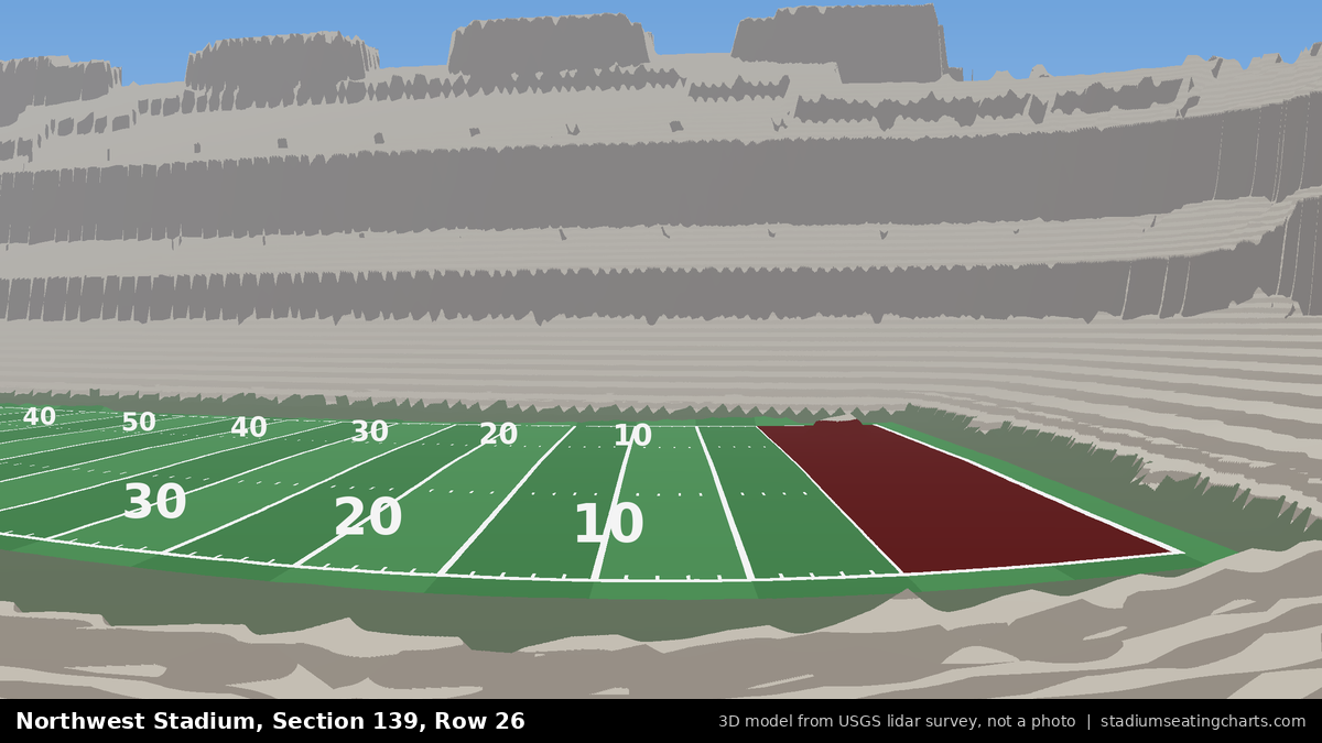 View from Northwest Stadium Section 139, Row 26, looking toward the field