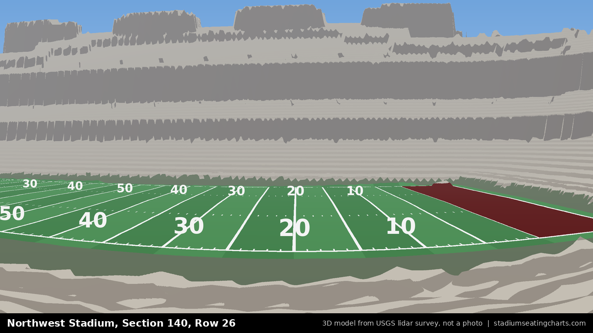 View from Northwest Stadium Section 140, Row 26, looking toward the field
