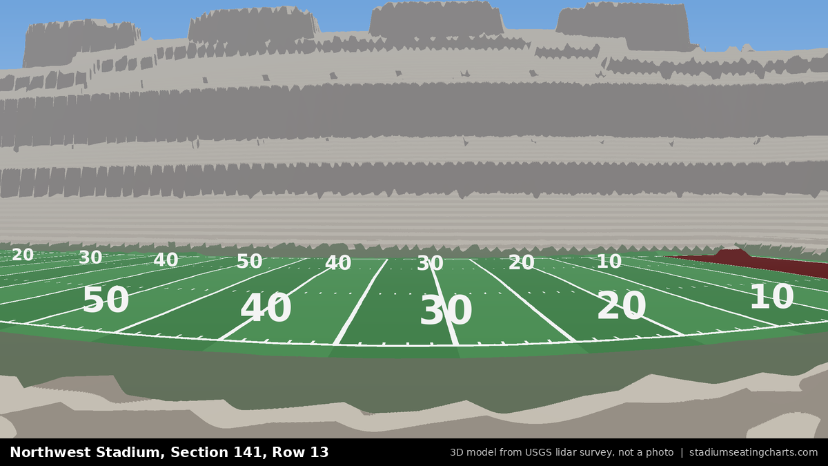 View from Northwest Stadium Section 141, Row 13, looking toward the field