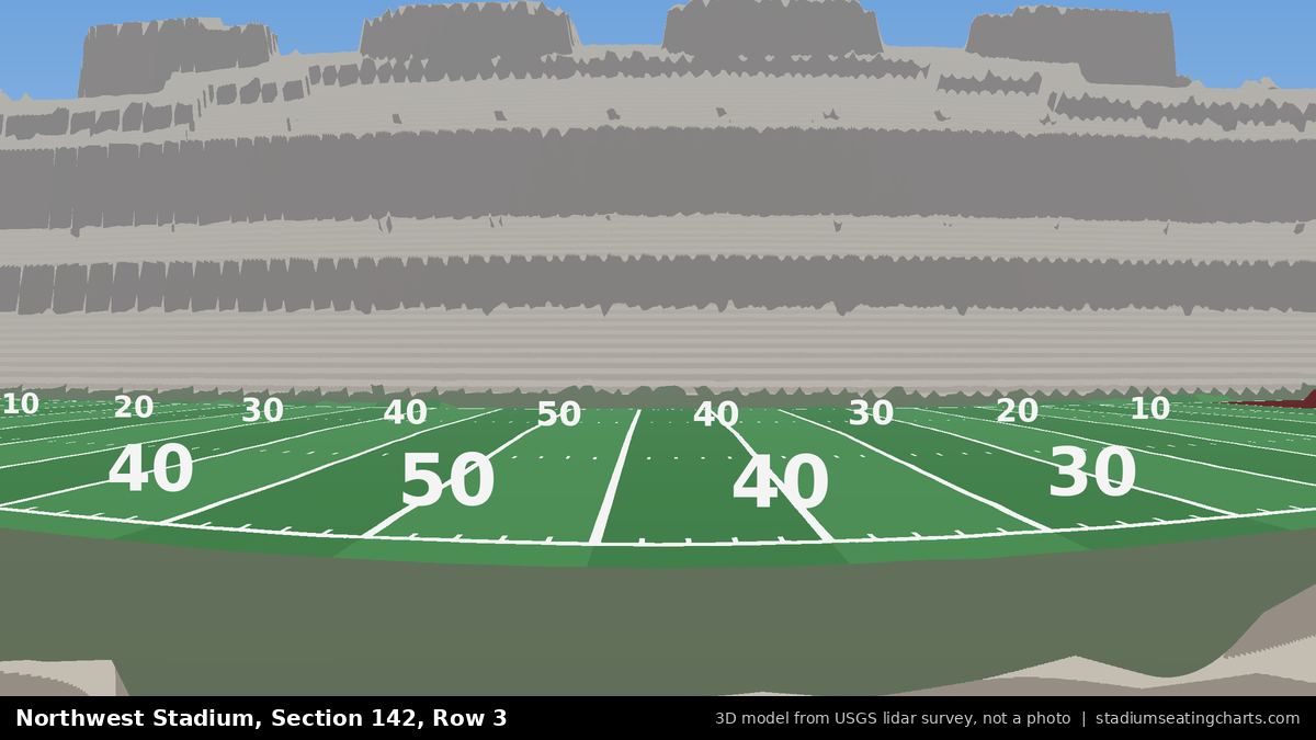 View from Northwest Stadium Section 142, Row 3, looking toward the field