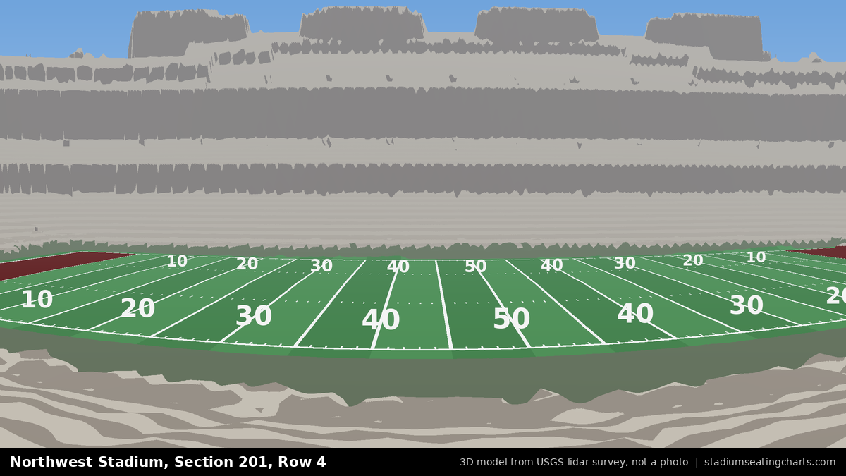 View from Northwest Stadium Section 201, Row 4, looking toward the field